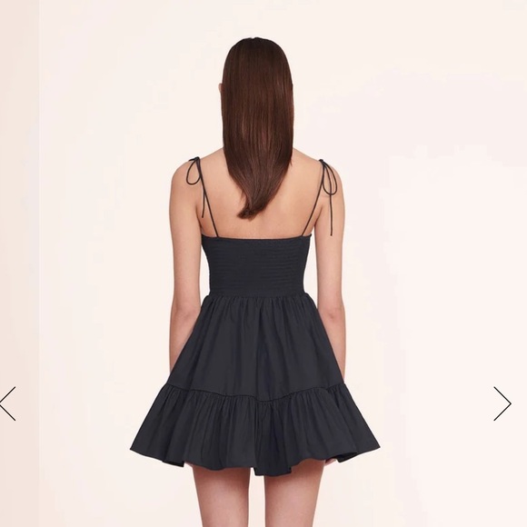 Staud Black Mini Landry Tiered Smocked Dress - Picture 2 of 5